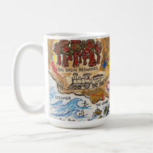 Detaillierte Santa-Cruz-Touristenkarte – Küstenlan Kaffeetasse
