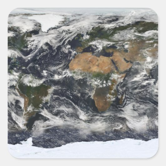 Detaillierte Satellitenansicht der Erde Quadratischer Aufkleber (Vorderseite)