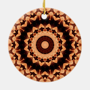 Detaillierte "Schokoladenherzen" Mandala Keramik Ornament