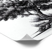 Detaillierte Schwarz-Weiß-Baumskizze Poster (Ecke)