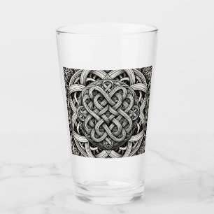 Detaillierte Schwarz-Weißer keltischer Knoten 0001 Glas