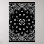 Detaillierte schwarze Bandanna Muster Poster (Vorne)