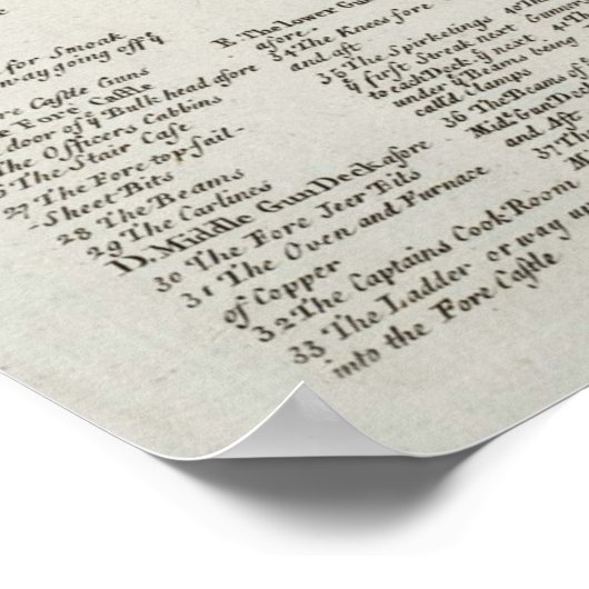 Detaillierte Sektion Vintages Kriegsschiff Poster (Ecke)