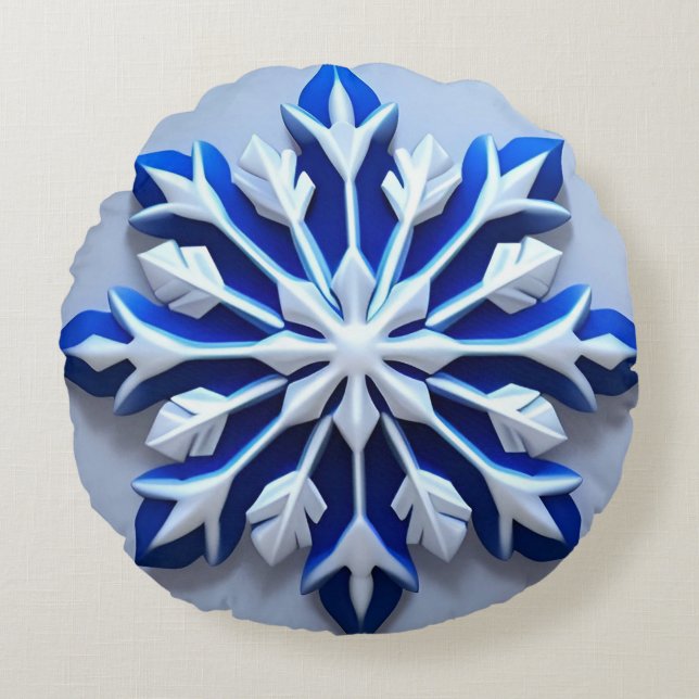 Detaillierte Snowflake-Ornament Rundes Kissen (Vorderseite)