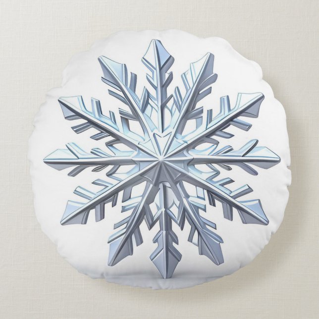 Detaillierte Snowflake-Ornament Rundes Kissen (Vorderseite)