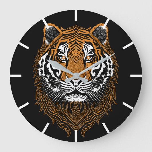 Detaillierte Tigerfront Große Wanduhr (Vorderseite)