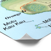 Detaillierte topografische Karte der Osterinsel Poster (Ecke)
