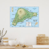 Detaillierte topografische Karte der Osterinsel Poster (Küche)