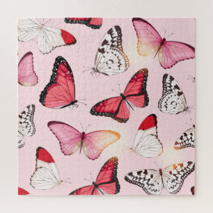 Detaillierte Tropenschmetterlinge: Vintages Muster Puzzle