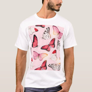 Detaillierte Tropenschmetterlinge: Vintages Muster T-Shirt