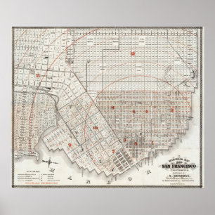 Detaillierte Vintage-Eisenbahnkarte von San Franci Poster