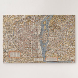 Detaillierte Vintage Farbkarte von Paris, Frankrei Puzzle