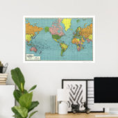 Detaillierte Weltkarte des Zweiten Weltkriegs 1942 Poster (Heimbüro)