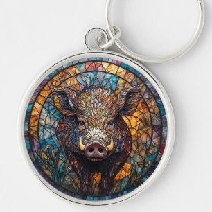 Detaillierte Wild-Boar-Glasarmaturen Schlüsselanhänger