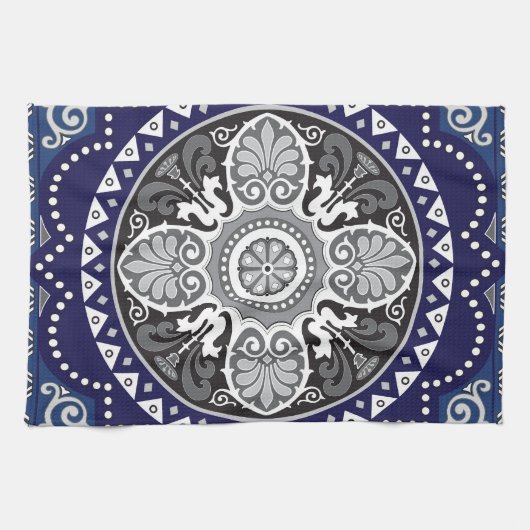 Detaillierter Blumenstrauß Paisley Design Geschirrtuch (Horizontal)