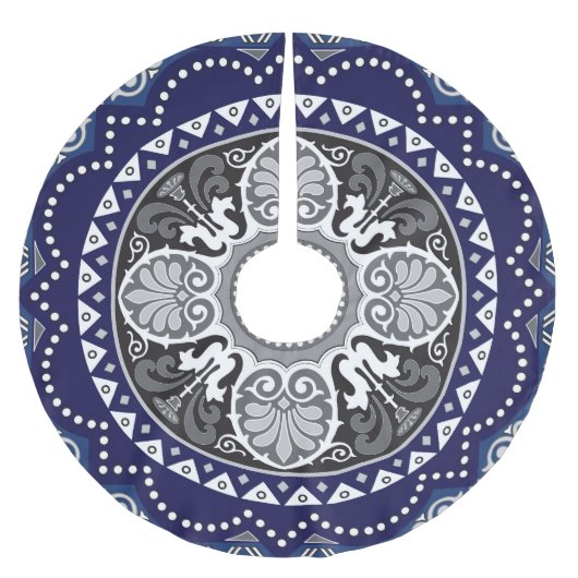 Detaillierter Blumenstrauß Paisley Design Polyester Weihnachtsbaumdecke (Vorderseite)