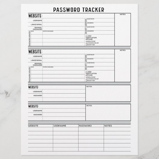 Detaillierter Passwort-Tracker mit 2-Schritt-Verif Flyer (Vorne)