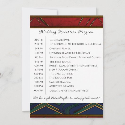 Detailliertes Afrozentrisches Hochzeitsprogramm fü Einladung (Rückseite)