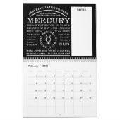 Detailliertes Astronomiesymbol Kalender (Feb 2026)