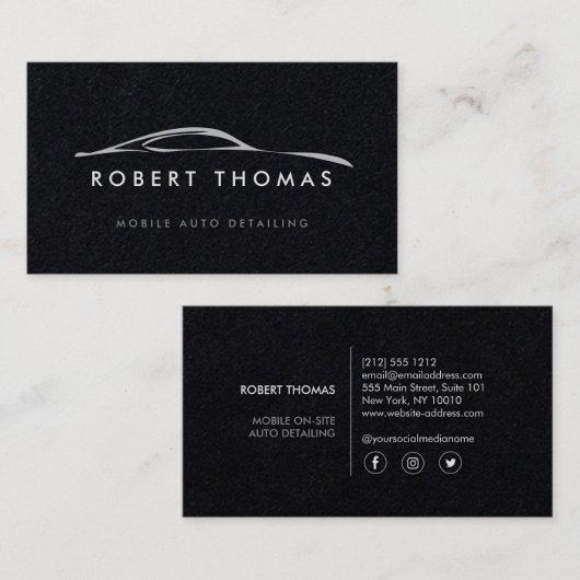 Detailliertes Auto, Reparatur auf schwarzem Papier Visitenkarte (Vorne/Hinten)