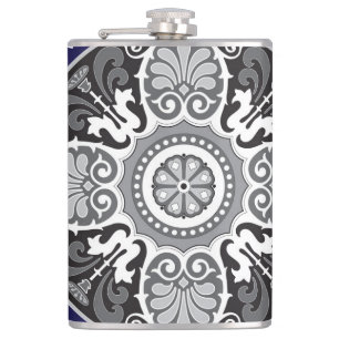 Detailliertes Blumen-Schal Paisley-Design Flachmann