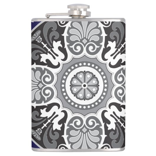 Detailliertes Blumen-Schal Paisley-Design Flachmann (Vorderseite)