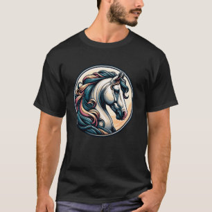 Detailliertes farbenfrohes Pferdebild für Pferdeli T-Shirt