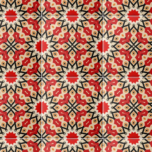 Detailliertes geometrisches Muster des Ethnic Red  Fliese