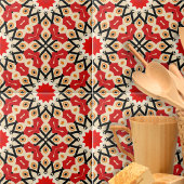 Detailliertes geometrisches Muster des Ethnic Red  Fliese