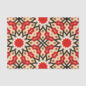 Detailliertes geometrisches Muster des Ethnic Red  Seidenpapier (Vorderseite)