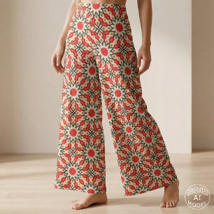Detailliertes geometrisches Muster des Ethnic Red Stoff