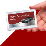 Detailliertes mobiles Auto Visitenkarten Dose<br><div class="desc">Cooles mobiles Auto mit detaillierter Darstellung der Visitenkarte,  erstellt mit einem bedruckten silberfarbenen Metallic Design Element und coolem Auto mit glänzender Oberfläche,  mit einem einfachen Layout mit Text,  den Sie mit Ihren eigenen Worten anpassen können.</div>