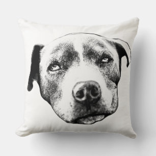Detailliertes Pit-Bull-Porträt-Wurfkissen Kissen