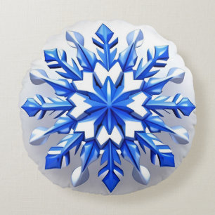 Detailliertes Snowflake-Design Rundes Kissen
