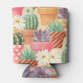 Detailliertes sukkulentes, Kaktus nahtloses Muster Dosenkühler (Rückseite)