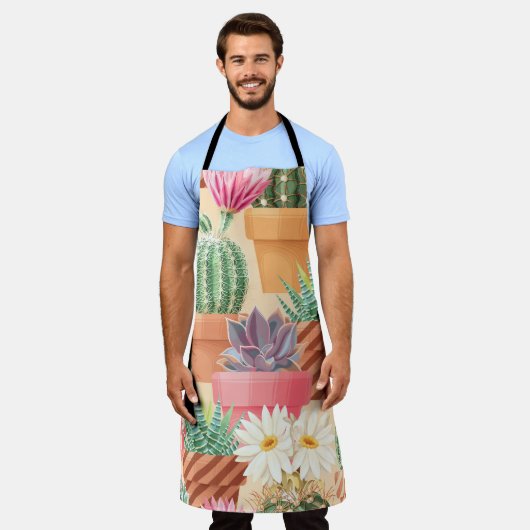 Detailliertes sukkulentes, Kaktus nahtloses Muster Schürze (Getragen)