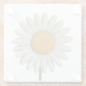 Detailliertes weißes Daisy botanisches Kunstdesign Glasuntersetzer (Rückseite)