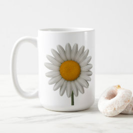 Detailliertes weißes Daisy botanisches Kunstdesign Kaffeetasse