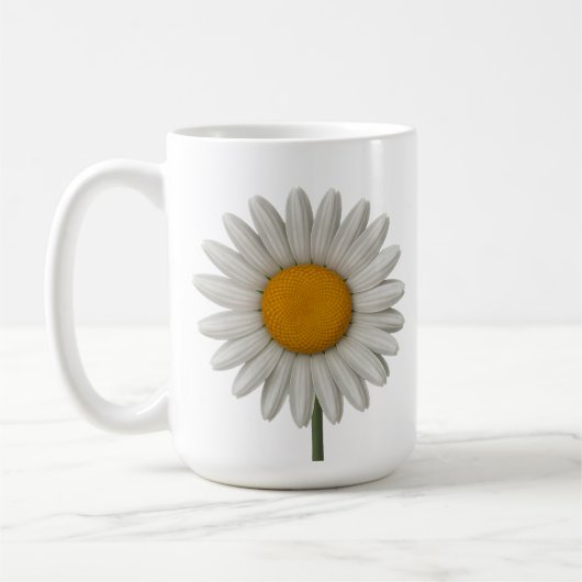 Detailliertes weißes Daisy botanisches Kunstdesign Kaffeetasse (Links)
