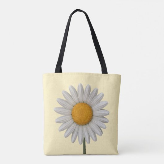Detailliertes weißes Daisy botanisches Kunstdesign Tasche (Rückseite)