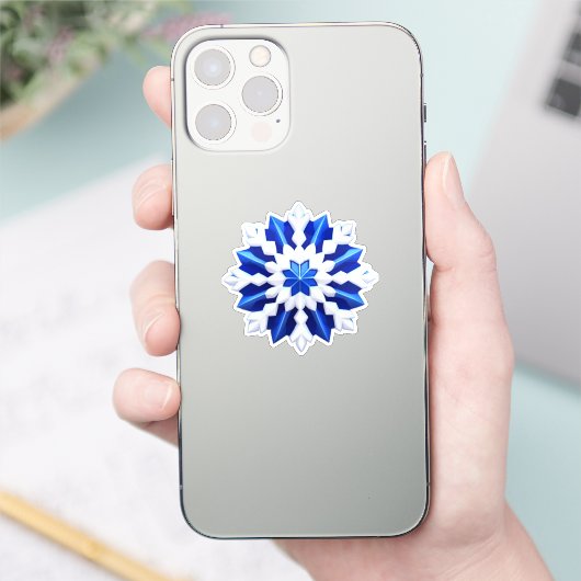 Detailliertes weißes Schneeflockendesign Aufkleber (Telefon)