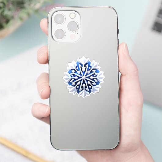 Detailliertes weißes Schneeflockendesign Aufkleber (Telefon)