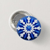 Detailliertes weißes Schneeflockendesign Button (Vorne & Hinten)