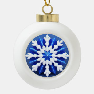 Detailliertes weißes Schneeflockendesign Keramik Kugel-Ornament