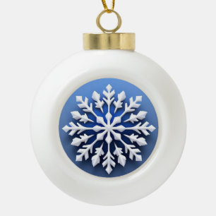 Detailliertes weißes Schneeflockendesign Keramik Kugel-Ornament