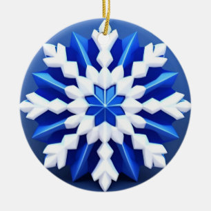 Detailliertes weißes Schneeflockendesign Keramik Ornament