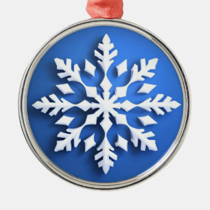 Detailliertes weißes Schneeflockendesign Ornament Aus Metall