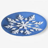 Detailliertes weißes Schneeflockendesign Pappteller (Schrägansicht)