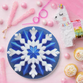 Detailliertes weißes Schneeflockendesign Pappteller (Party)