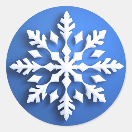 Detailliertes weißes Schneeflockendesign Runder Aufkleber (Vorderseite)